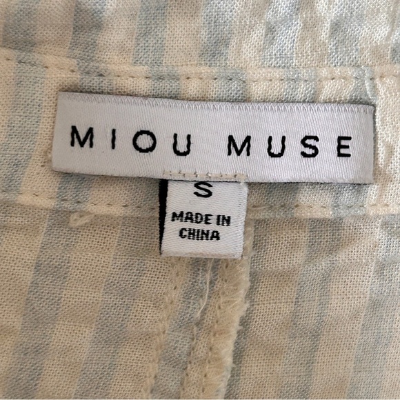 MIOU MUSE Button Up Shirt Women’s Small Striped Gauzy Lagenlook Minimalist Boho - Picture 5 of 11